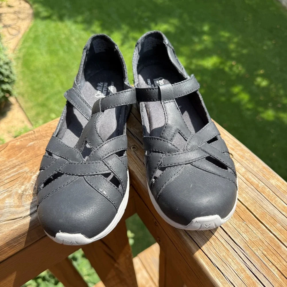 Croft & Barrow Silverbell Mary Jane‎ Sneakers Womens 9 Black Excellent Strappy